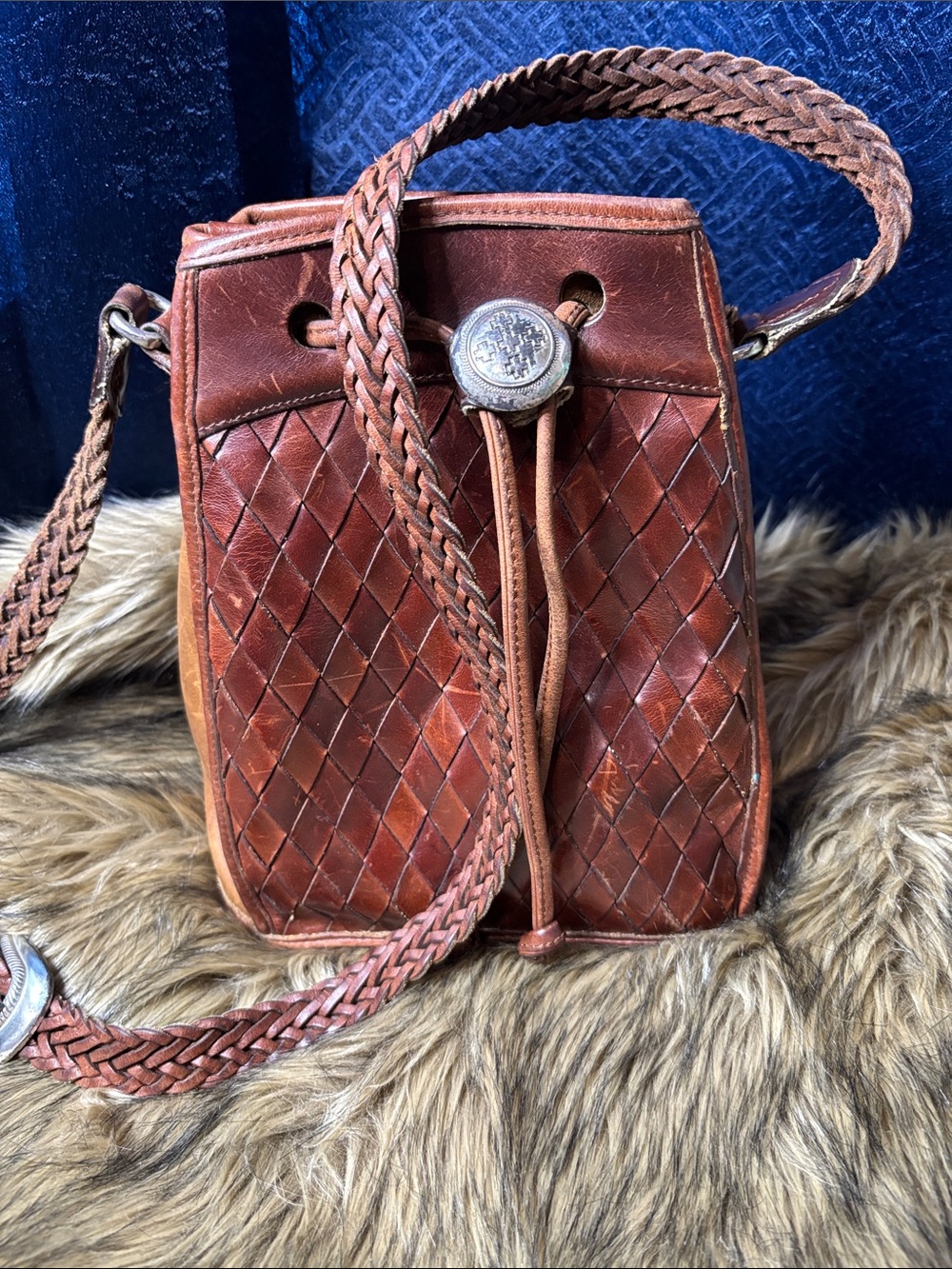Brighton Brown Woven Leather Crossbody